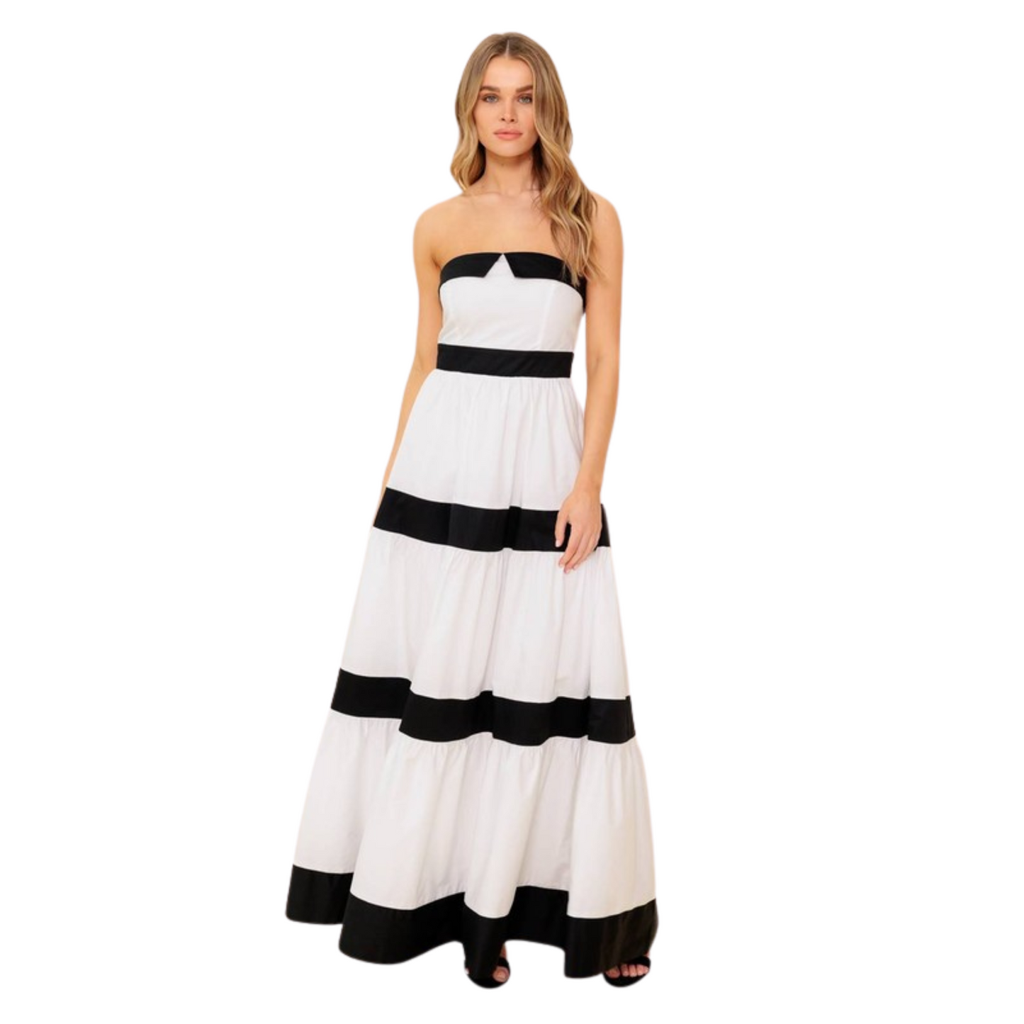 Vestido Strapless Blanco/Negro