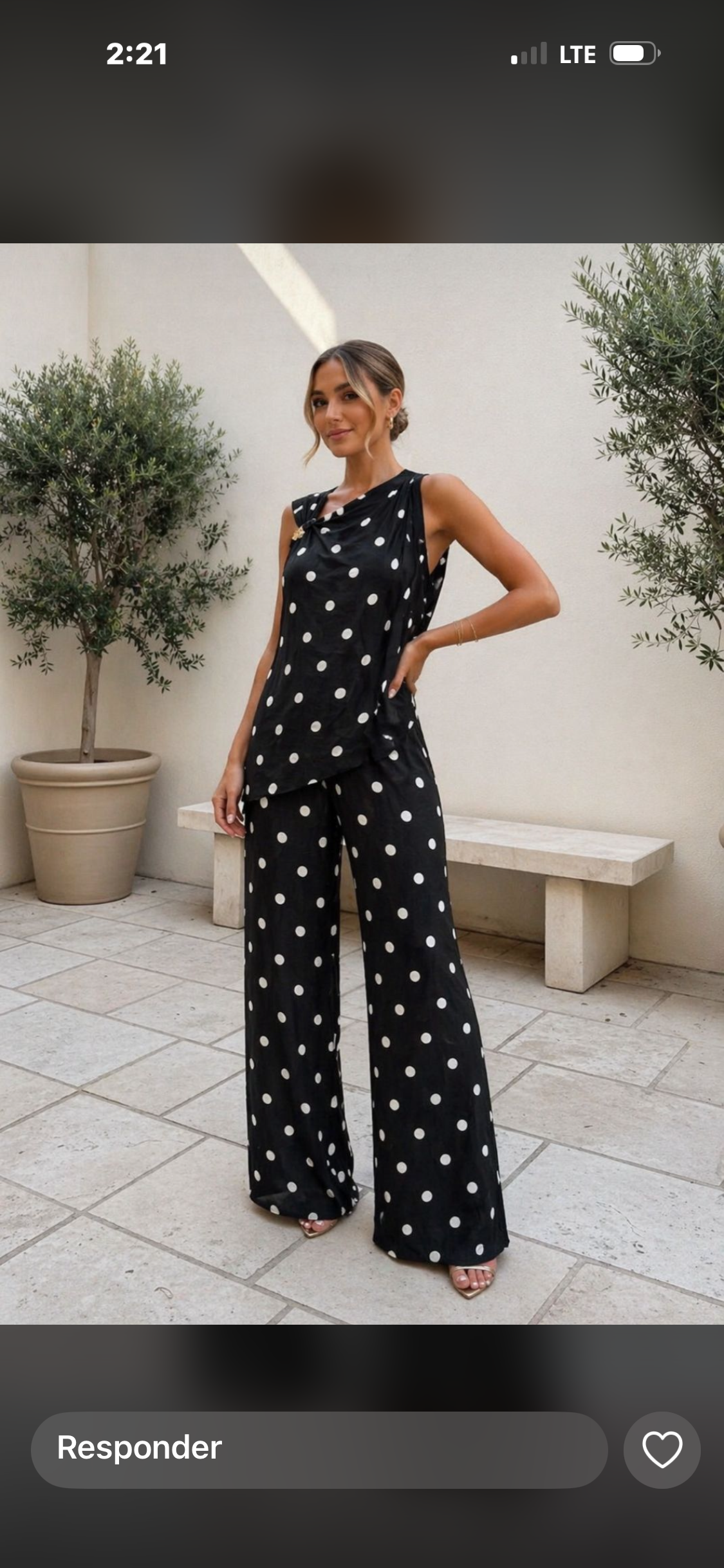 Set pantalón y blusa boleado negro