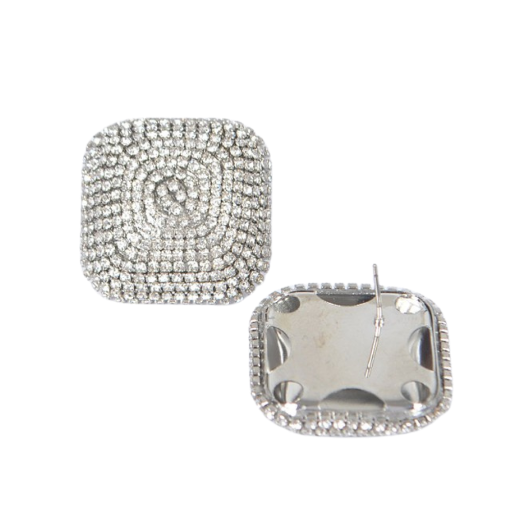 Aretes Plateados con Brillantes