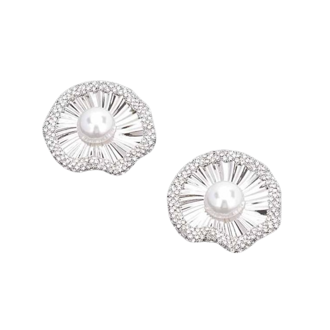 Aretes Plateados con Perla