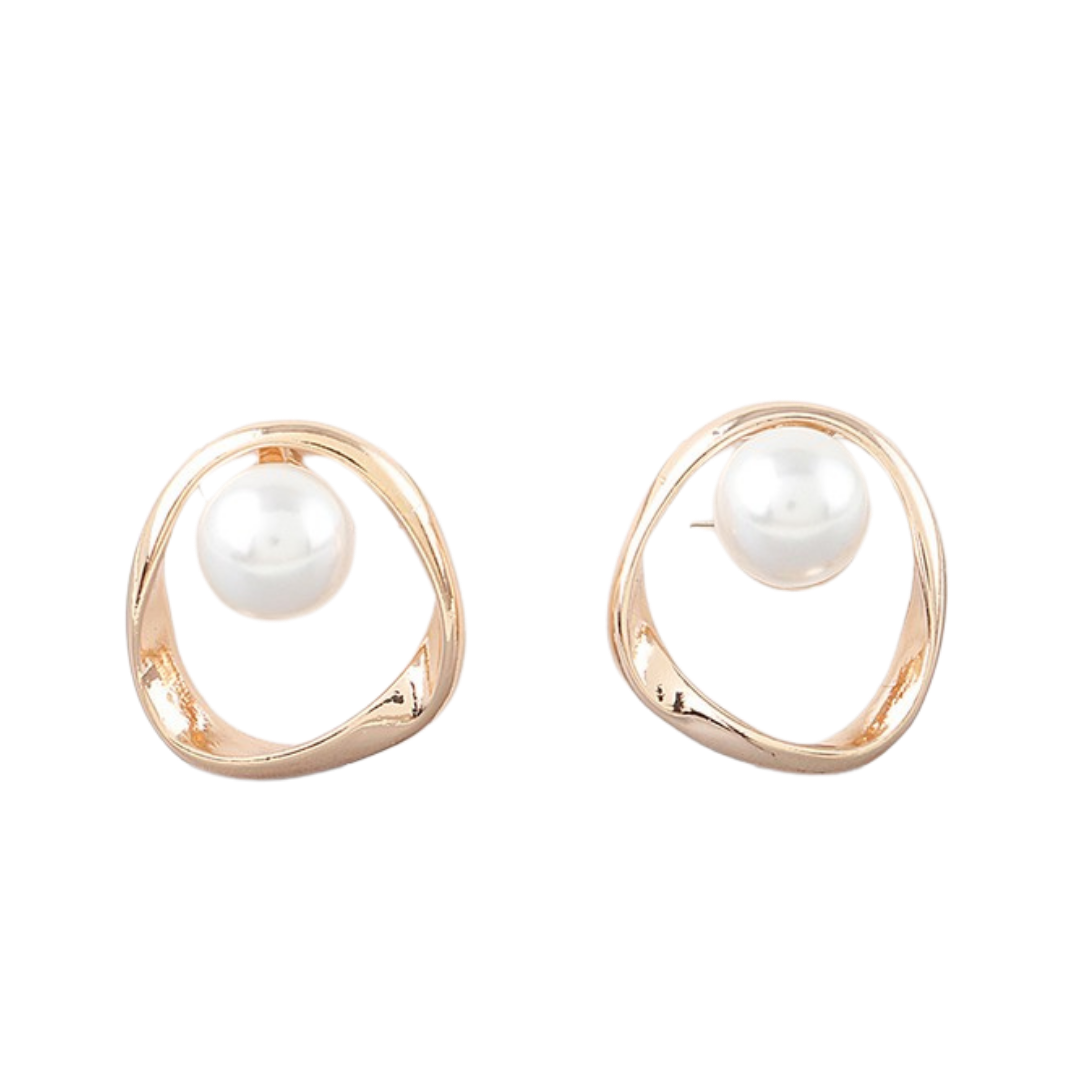 Aretes Dorados con Perla