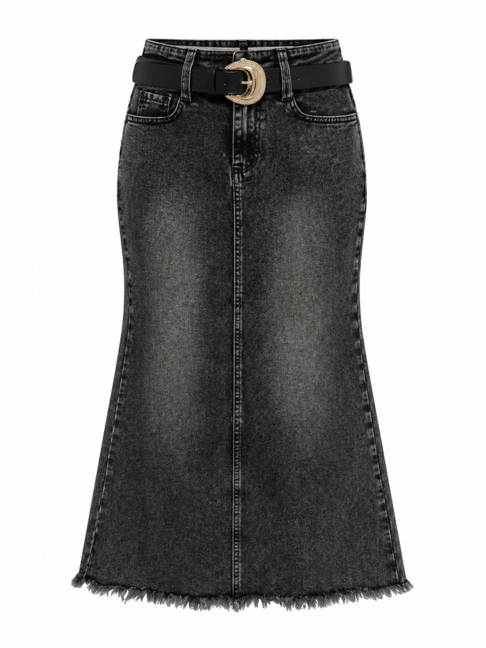 Falda Denim Negro Corte Sirena