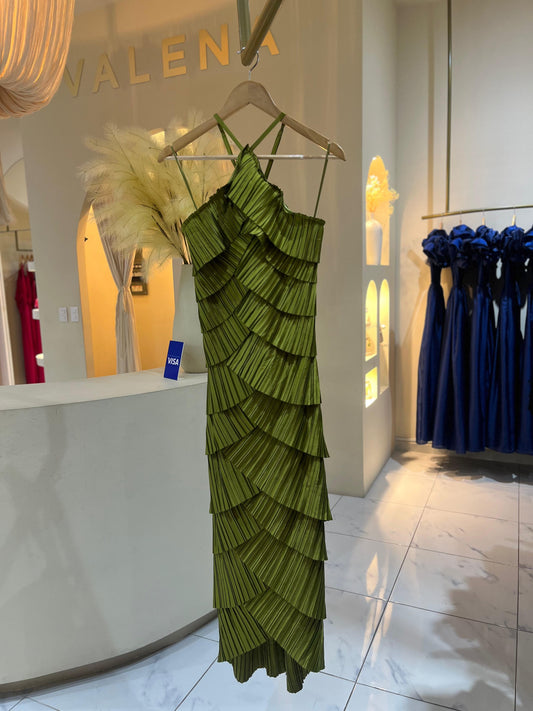 Vestido Verde Alforzas