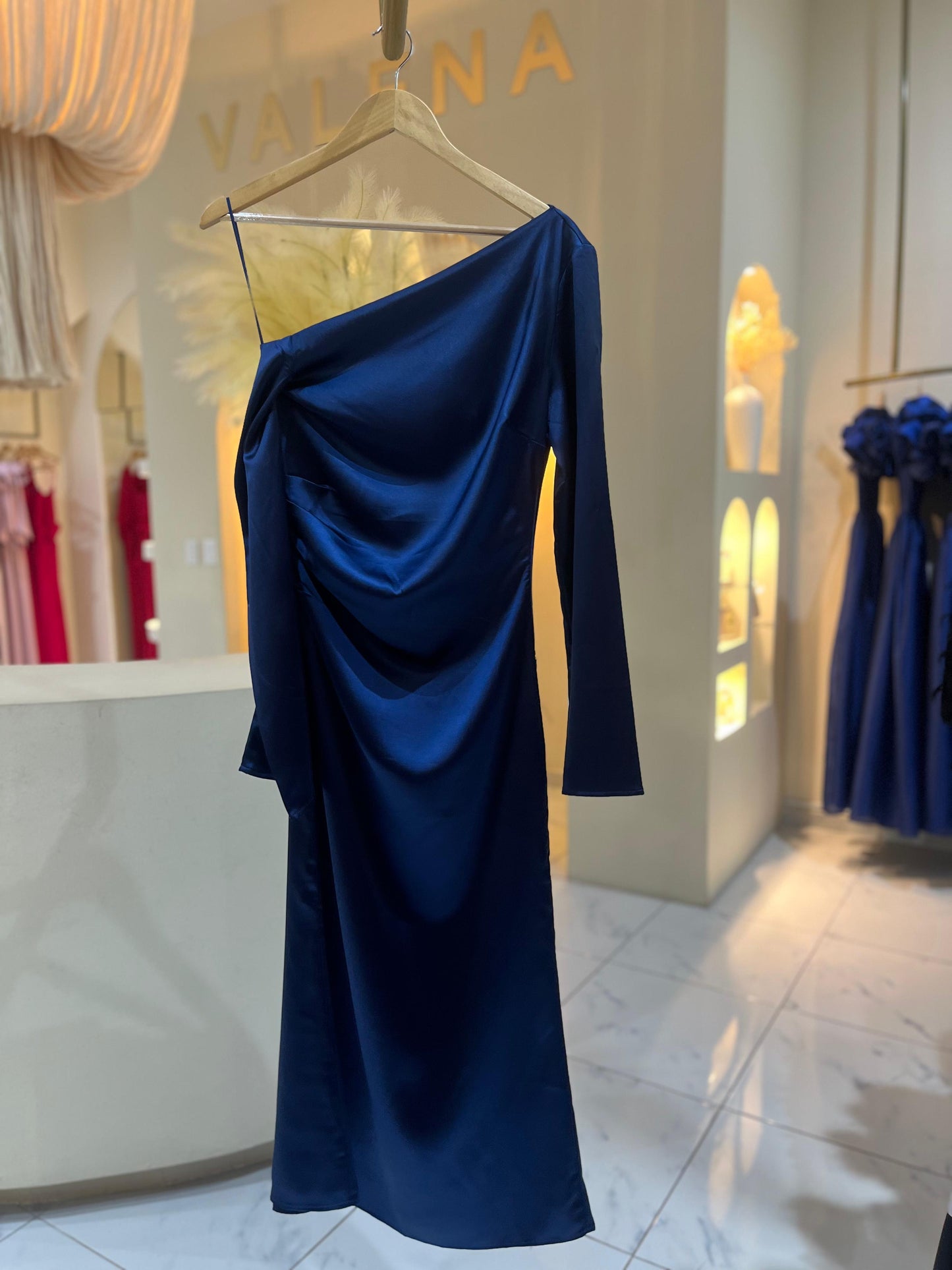 Vestido Manga Larga Azul