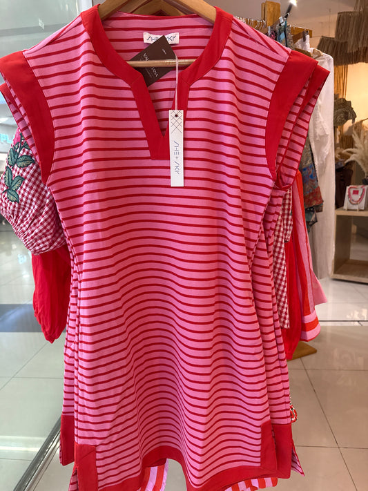 Vestido rayado rosa