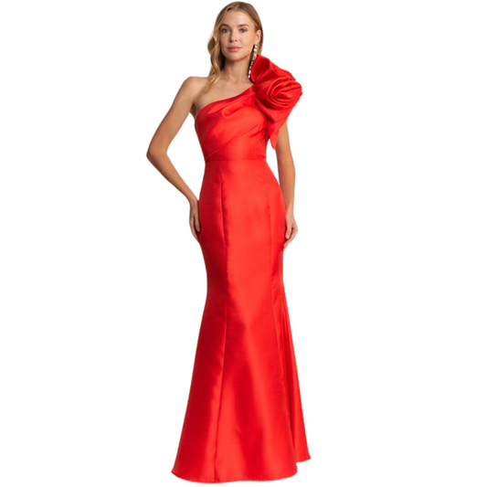 Vestido Maxi Un Hombro Flor