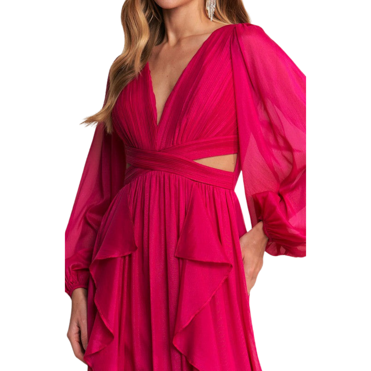 Vestido Magenta Manga Larga
