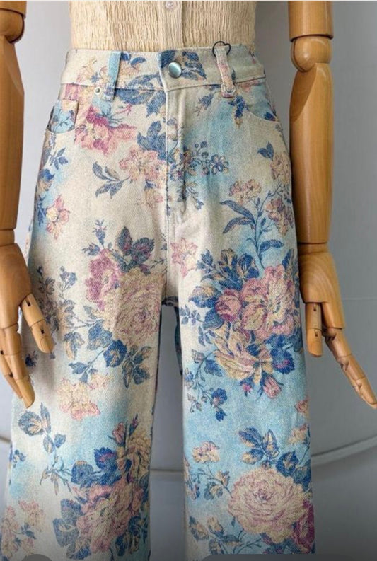 Jeans flores azules