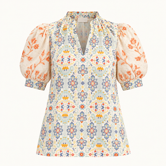 Blusa Manga Globo Estampada
