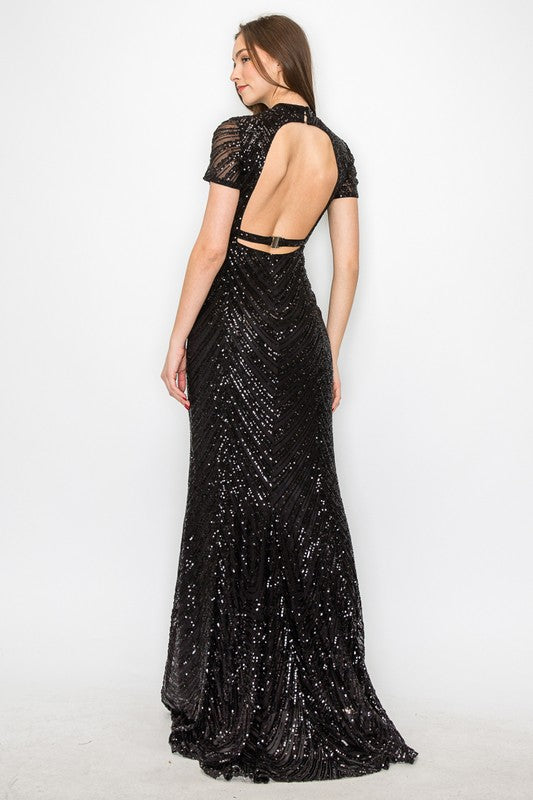 Vestido Maxi Negro Sequins