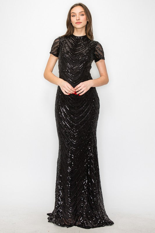 Vestido Maxi Negro Sequins