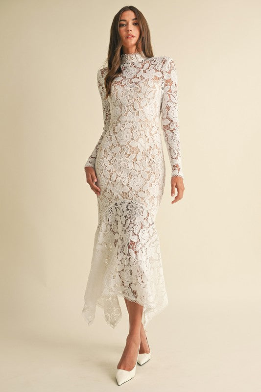 Vestido Manga Larga Encaje