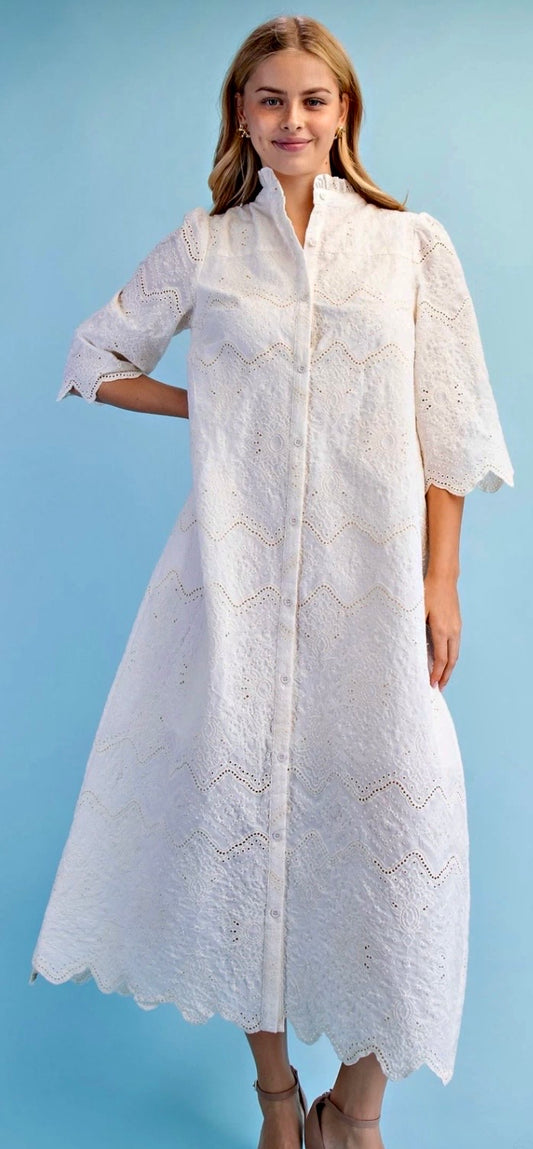 Vestido blanco tira bordada