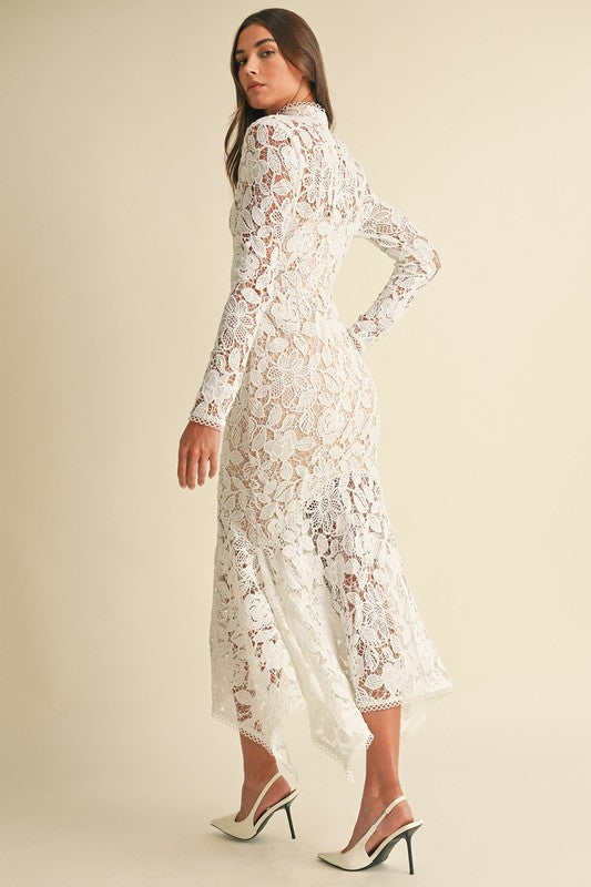 Vestido Manga Larga Encaje