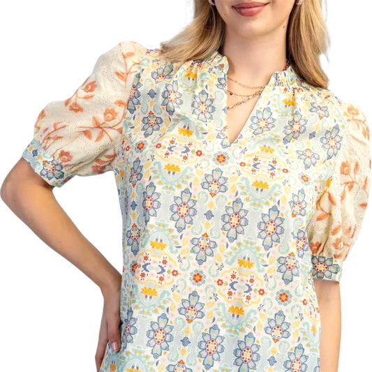 Blusa Manga Globo Estampada