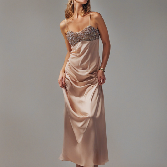 Vestido Satin Bronze