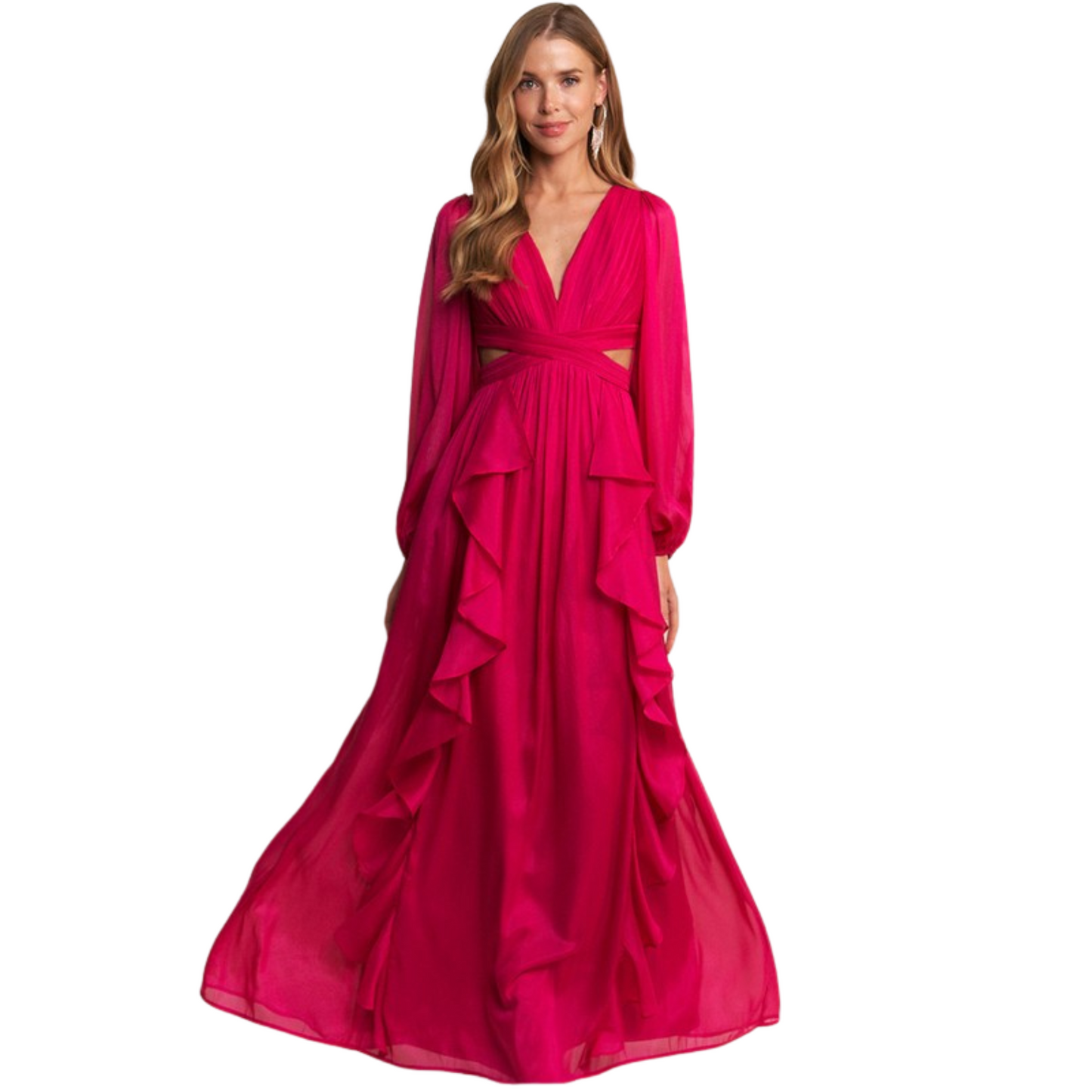 Vestido Magenta Manga Larga