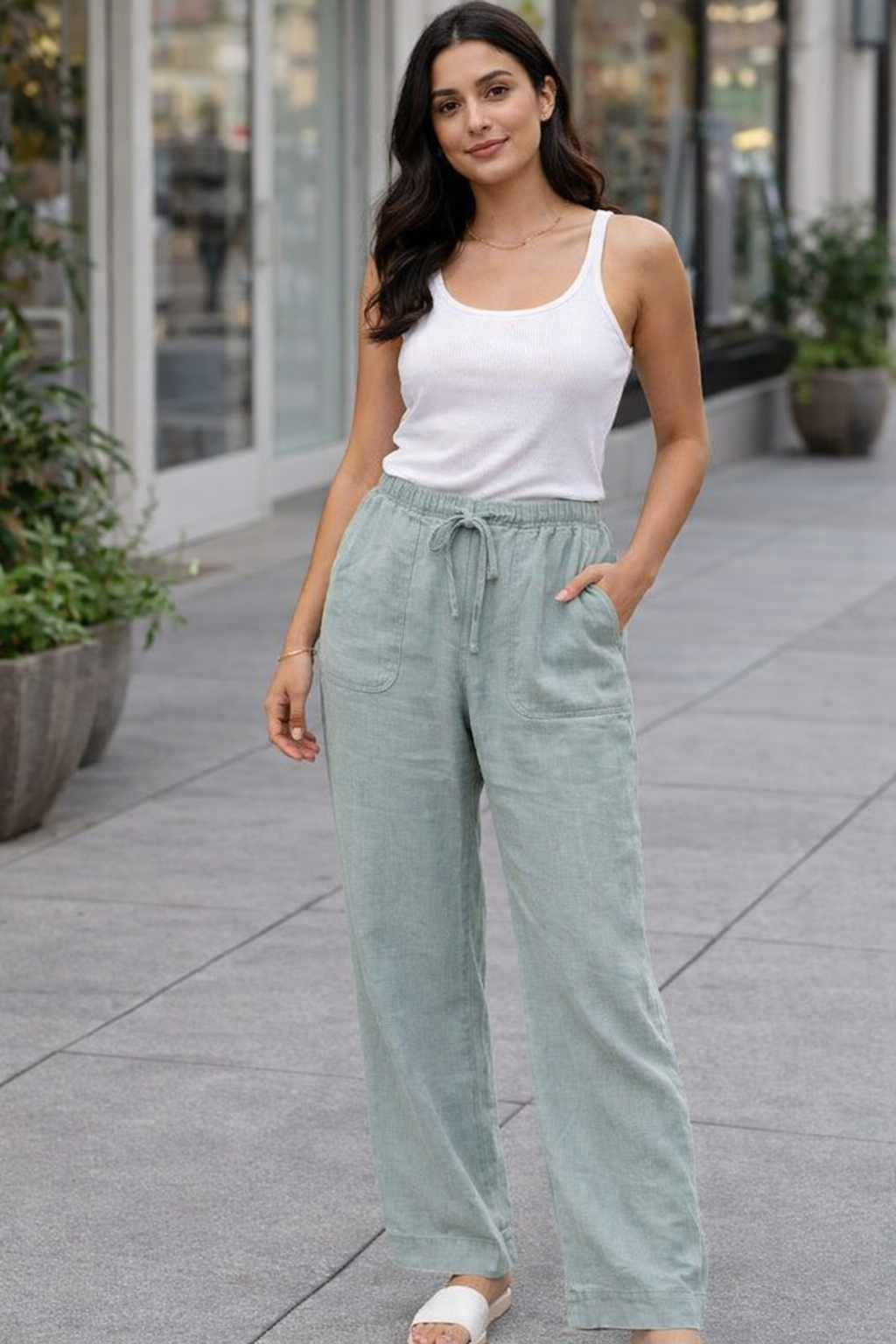 Pantalón Lino Olive