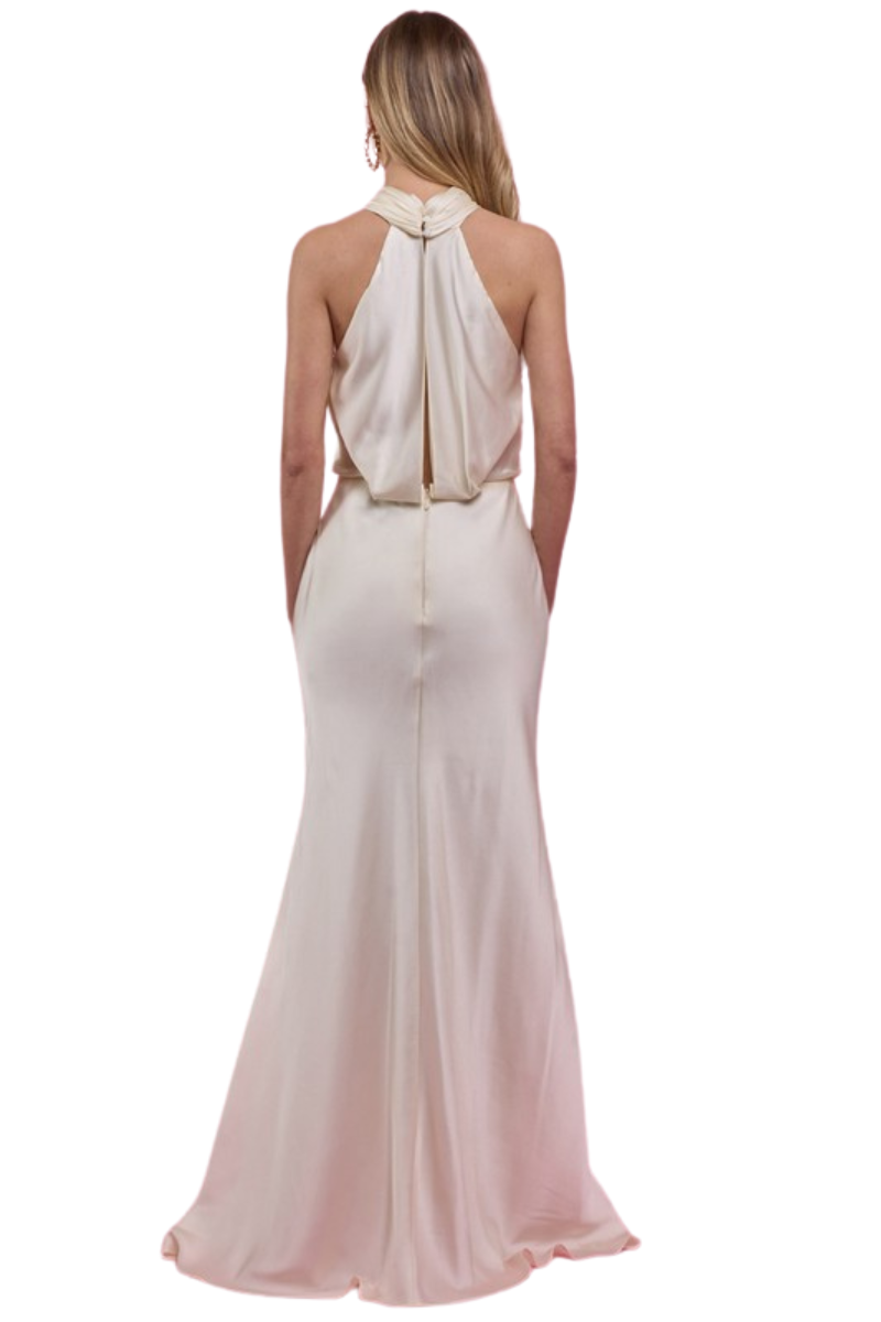 Vestido Maxi Halter Crema