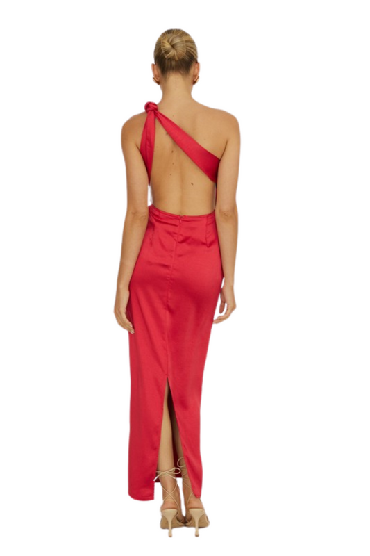 Vestido Un Hombro Satin Rojo