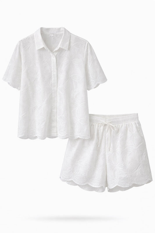Set Short/Blusa Algodon Blanco