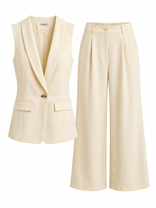 Set Pantalon y Chaleco Beige