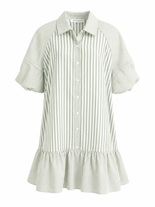 Vestido Corto Rayas Menta