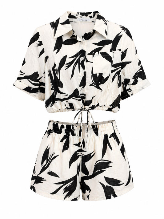 Set Short/Blusa Blanco y Negro