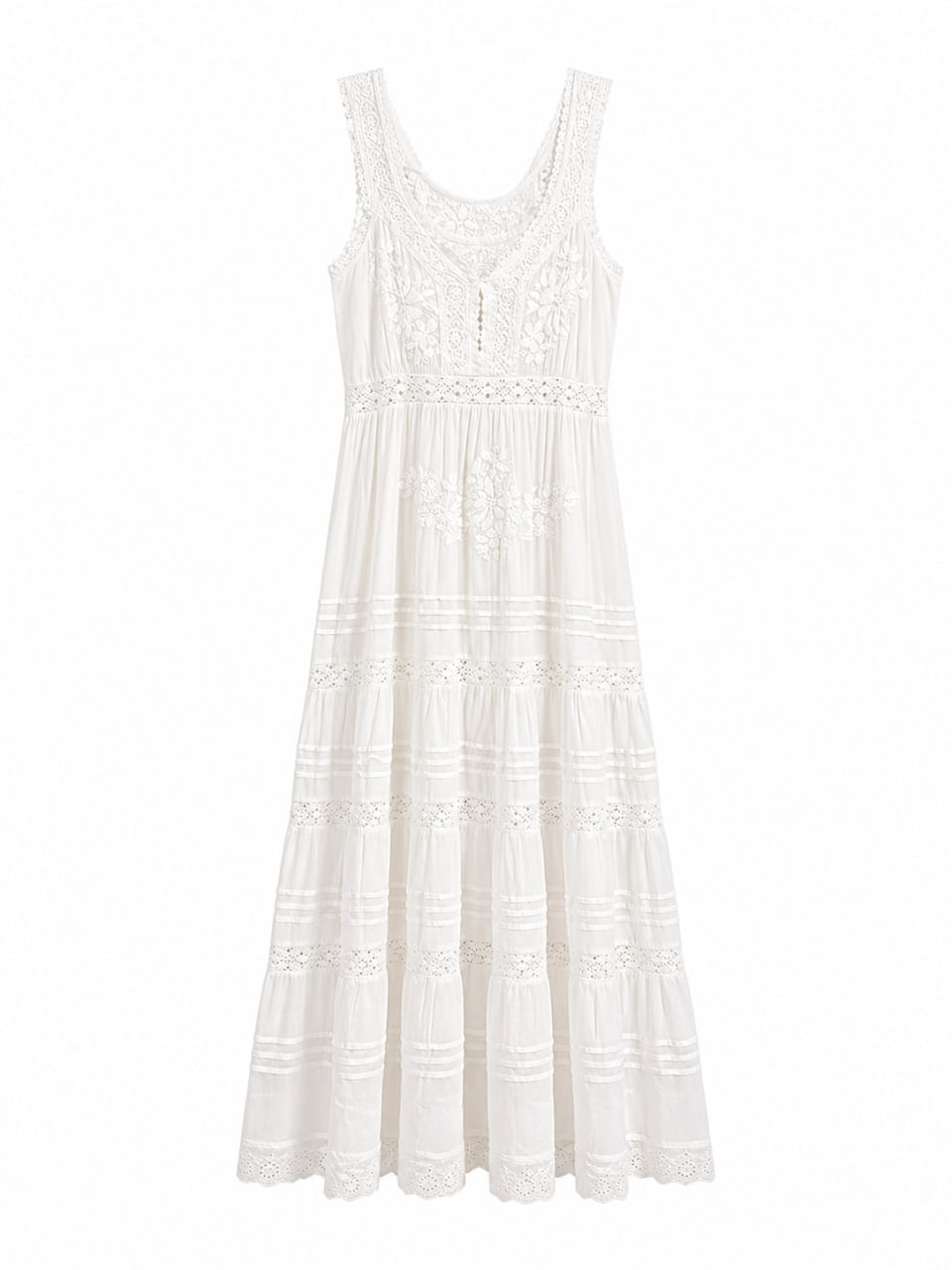 Vestido Algodon Bordado Indu