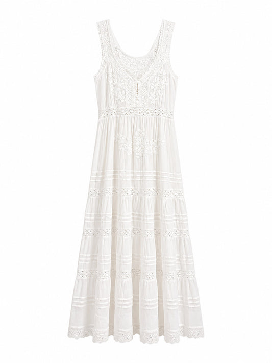 Vestido Algodon Bordado Indu