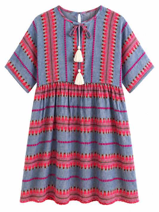 Vestido Algodon Azul Thml