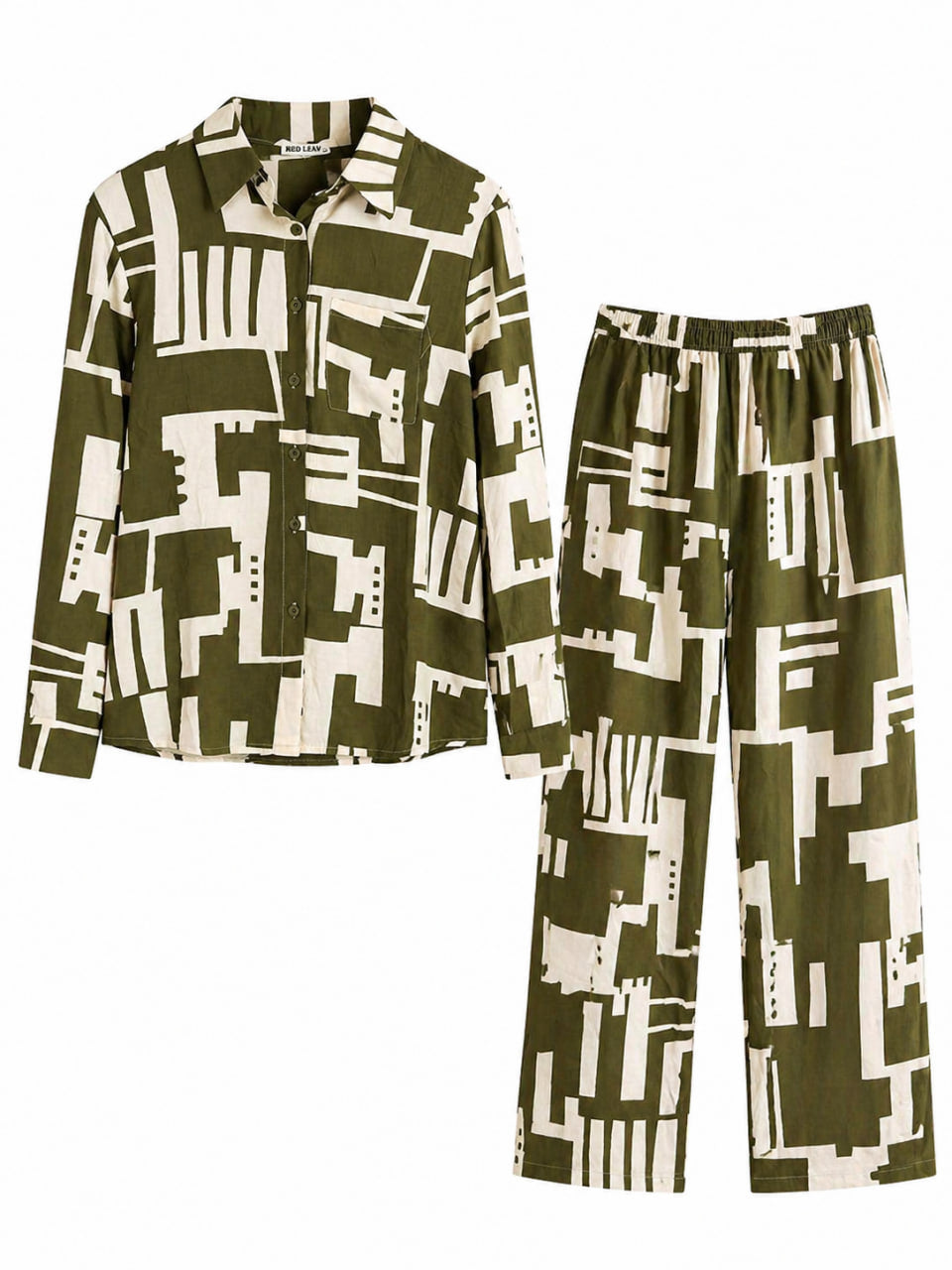 Pantalon y Blusa Flores Verdes