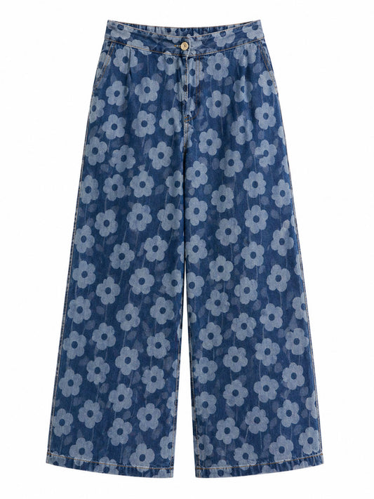 Pantalon Mezclilla Flores