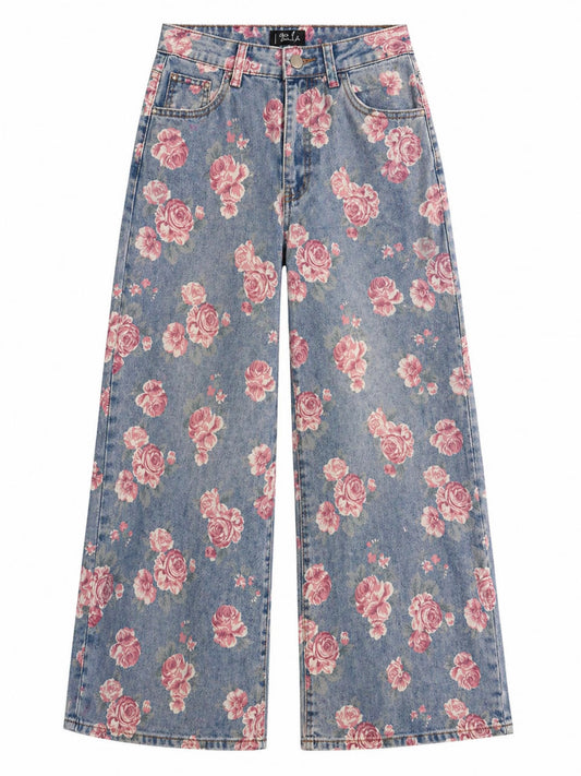 Pantalon Denim Flores