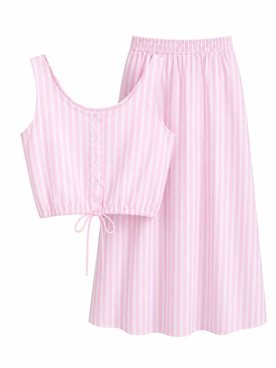 Set Rayas Rosa Falda y Blusa