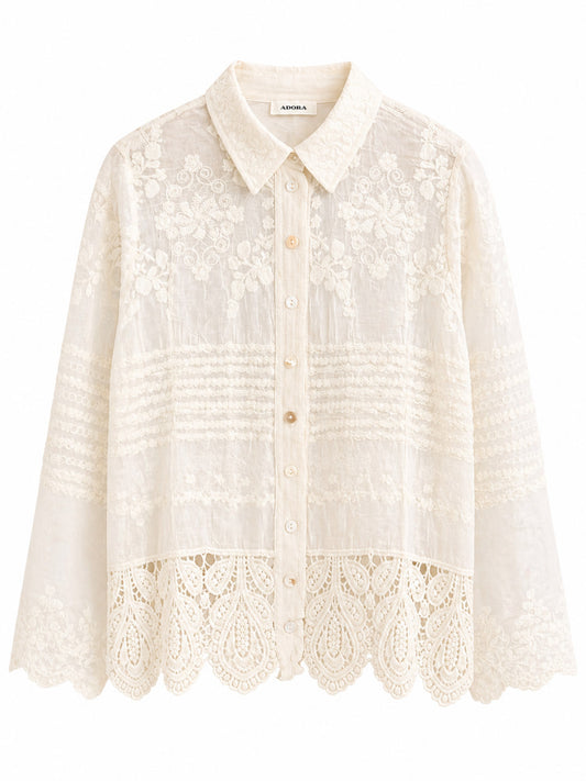 Blusa manga larga tira bordada