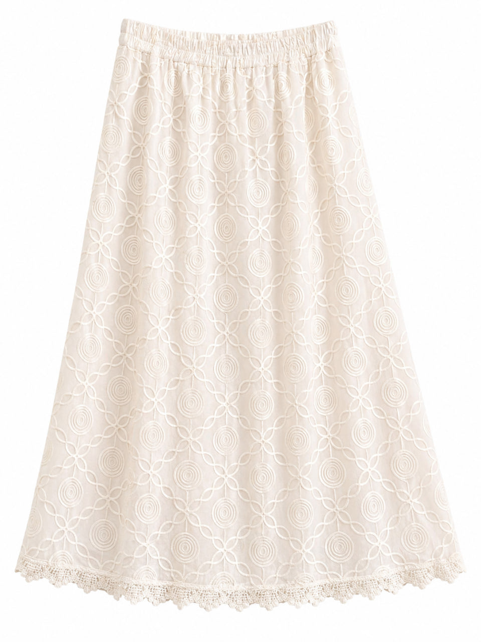 Falda Algodon Beige Circulos