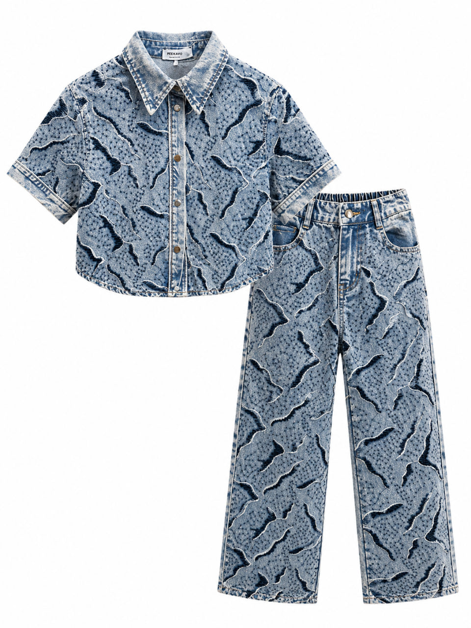 Set Pantalon y Blusa Denim Brillos